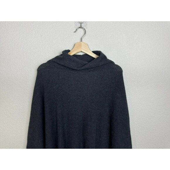 Halogen Women's Poncho Cashmere Wool One Size Gray Turtleneck Old Money - Picture 4 of 9